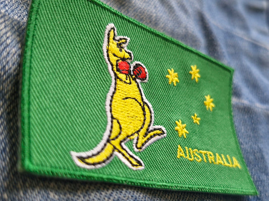 Boxing Kangaroo Green Australia | Travel Iron-On Embroidered Patch