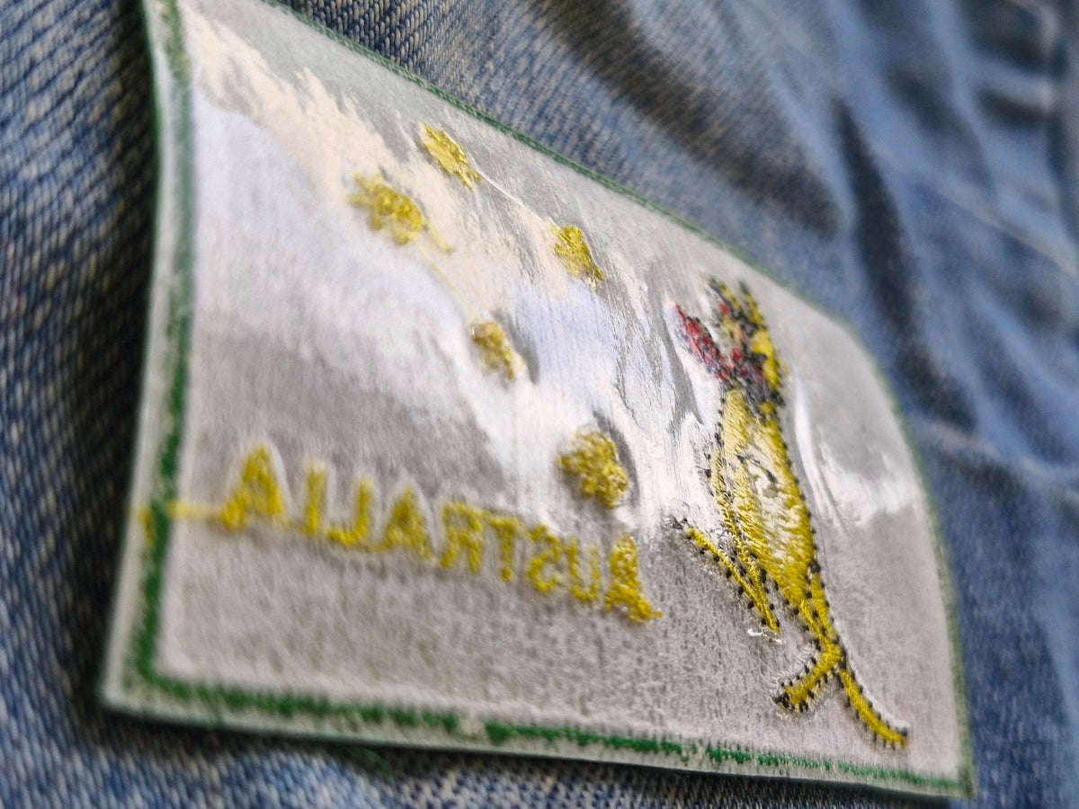 Boxing Kangaroo Green Australia | Travel Iron-On Embroidered Patch