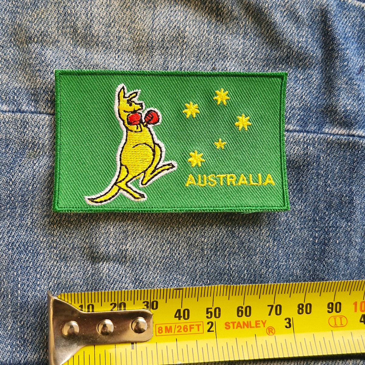 Boxing Kangaroo Green Australia | Travel Iron-On Embroidered Patch